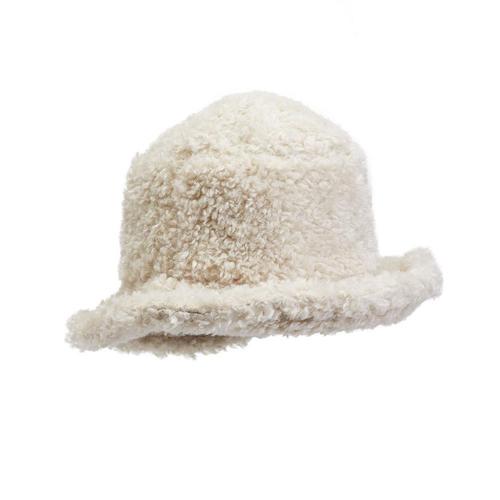Curly Sherpa Bucket Hat: Cream
