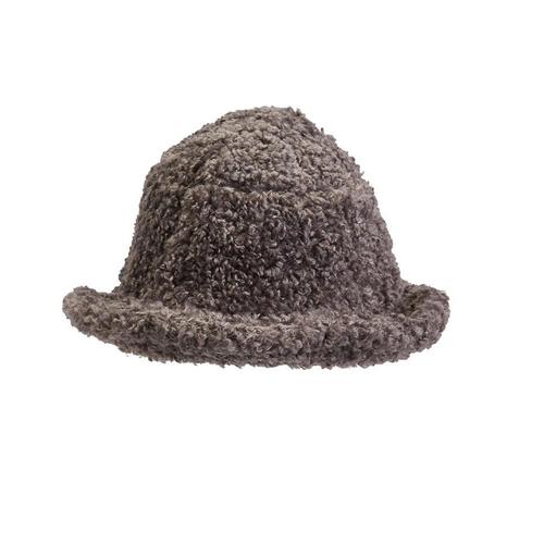 Curly Sherpa Bucket Hat: Grayq