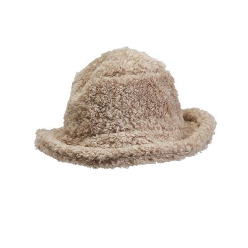Curly Sherpa Bucket Hat: Latte