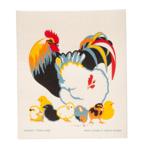 Swedish Dish Towel: Chicken Family