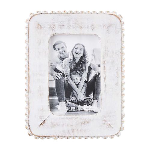 White Wood Beaded Picture Frame: Small