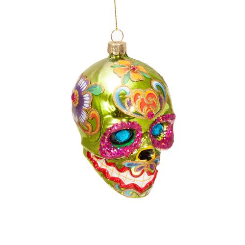 Shiny Sugar Skull Ornament: Green