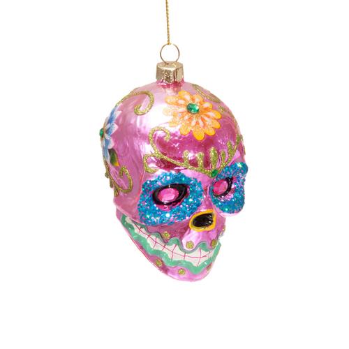 Shiny Sugar Skull Ornament: Purple