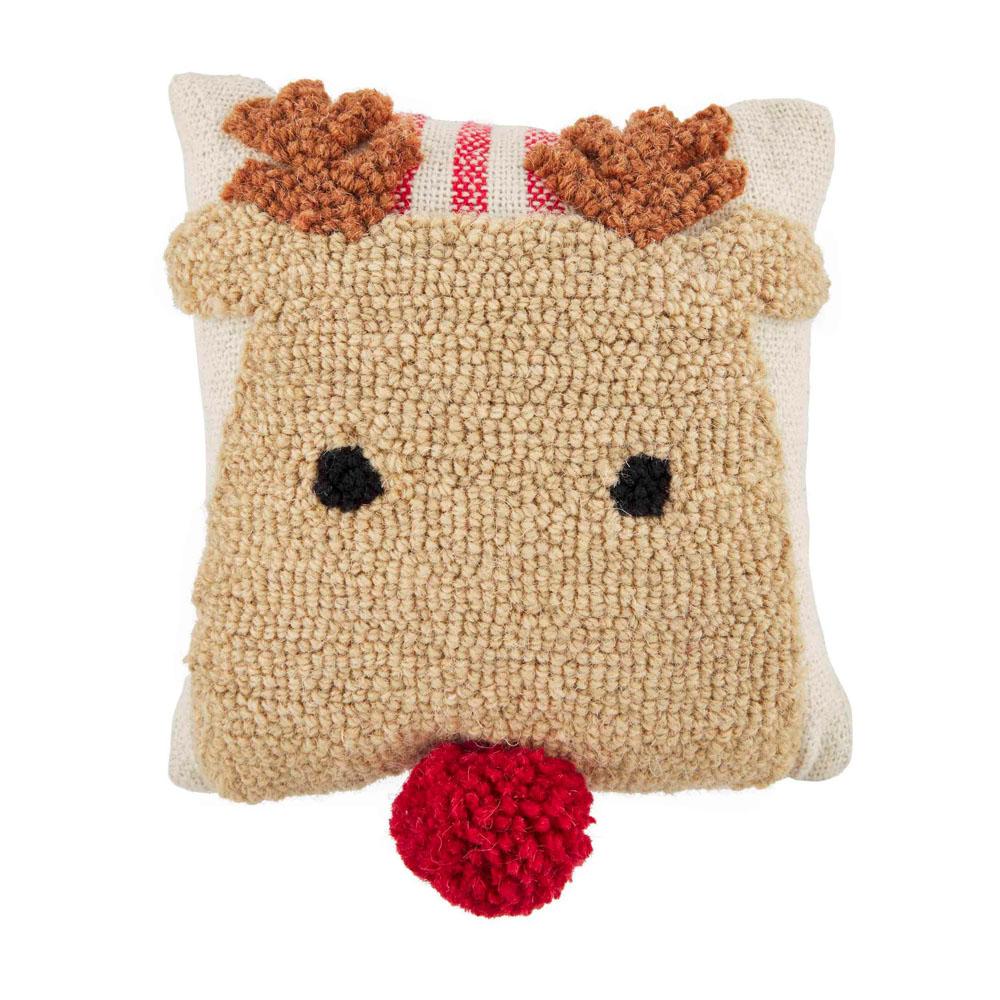  Small Hooked Pillow : Reindeer
