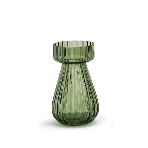 Fluted Glass Bulb Forcer: Light Green