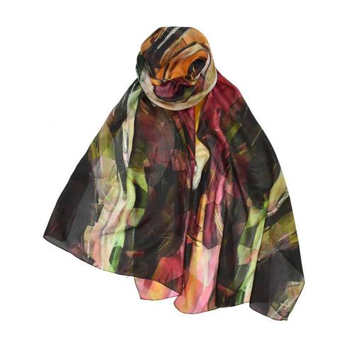 Frizzle Abstract Silk Scarf: Yellow/Beige