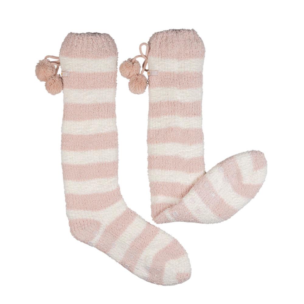  Pom Pom Socks : Peach Cream Stripe