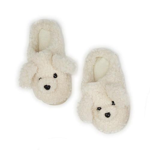 Puppy Love Poodle Slippers: Ivory