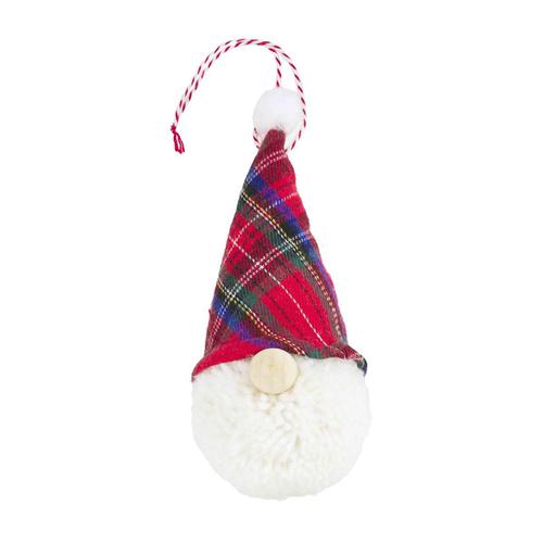 Gnome Pom Ornament: Plaid