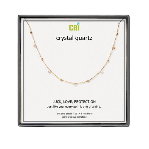 Satellite Necklace: Gold/Crystal Quartz