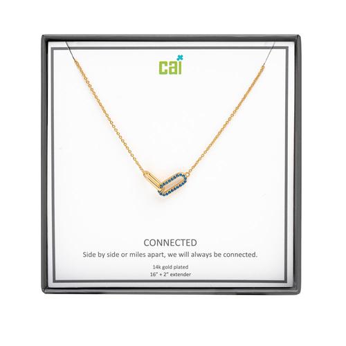 Always Be Connected Necklace: Gold/Blue