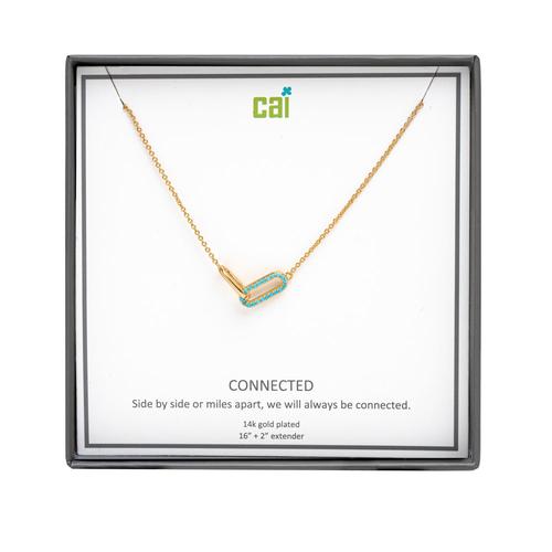 Always Be Connected Necklace: Gold/Turquoise