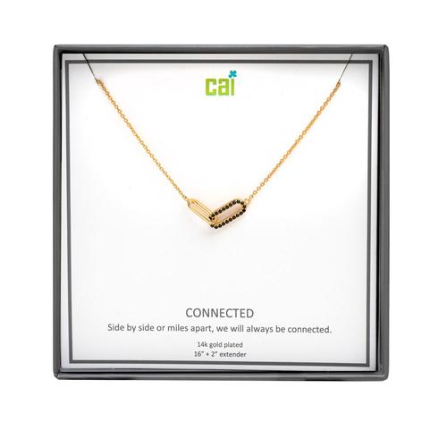 Always Be Connected Necklace: Gold/Black