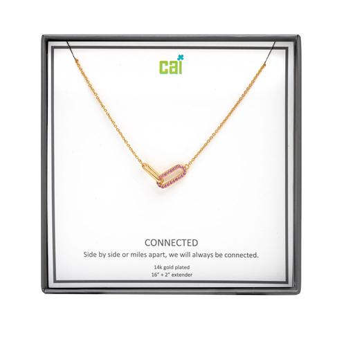 Always Be Connected Necklace: Gold/Pink