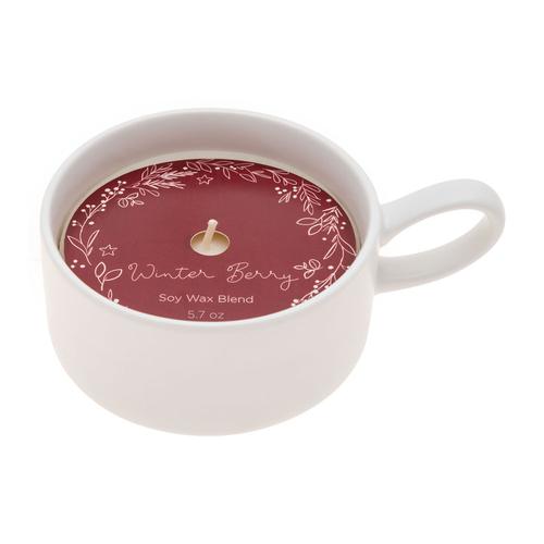 Ceramic Vessel Candle: Wreath/Winterberry