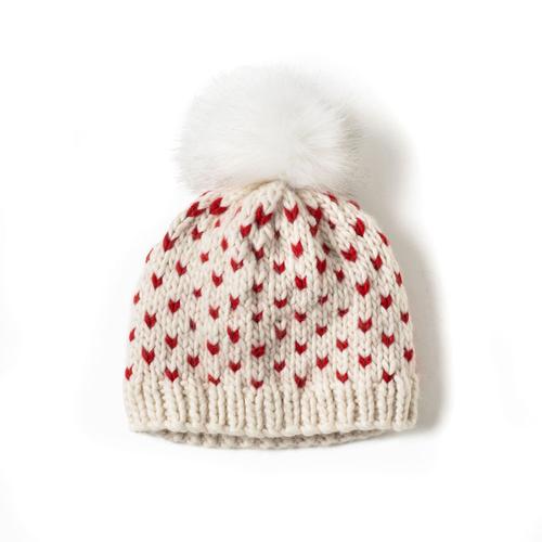 Little Hearts Fair Isle Pompom Hat: Ivory