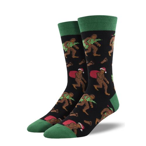 Men's Crew Socks: Big Foot Christmas