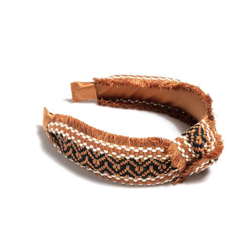 Knotted Fringe Headband:  Rust