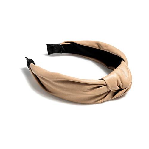 Knotted Faux Leather Headband: Cream