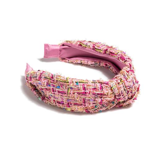Knotted Bouclé Headband: Pink