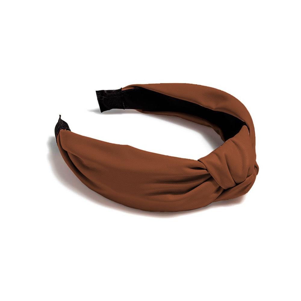  Knotted Faux Leather Headband : Brown