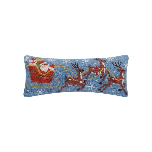 Hooked Throw Pillow: Santa's Reindeer