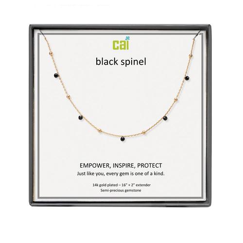 Satellite Necklace: Gold/Black Spinel