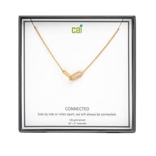Always Be Connected Necklace: Gold/White