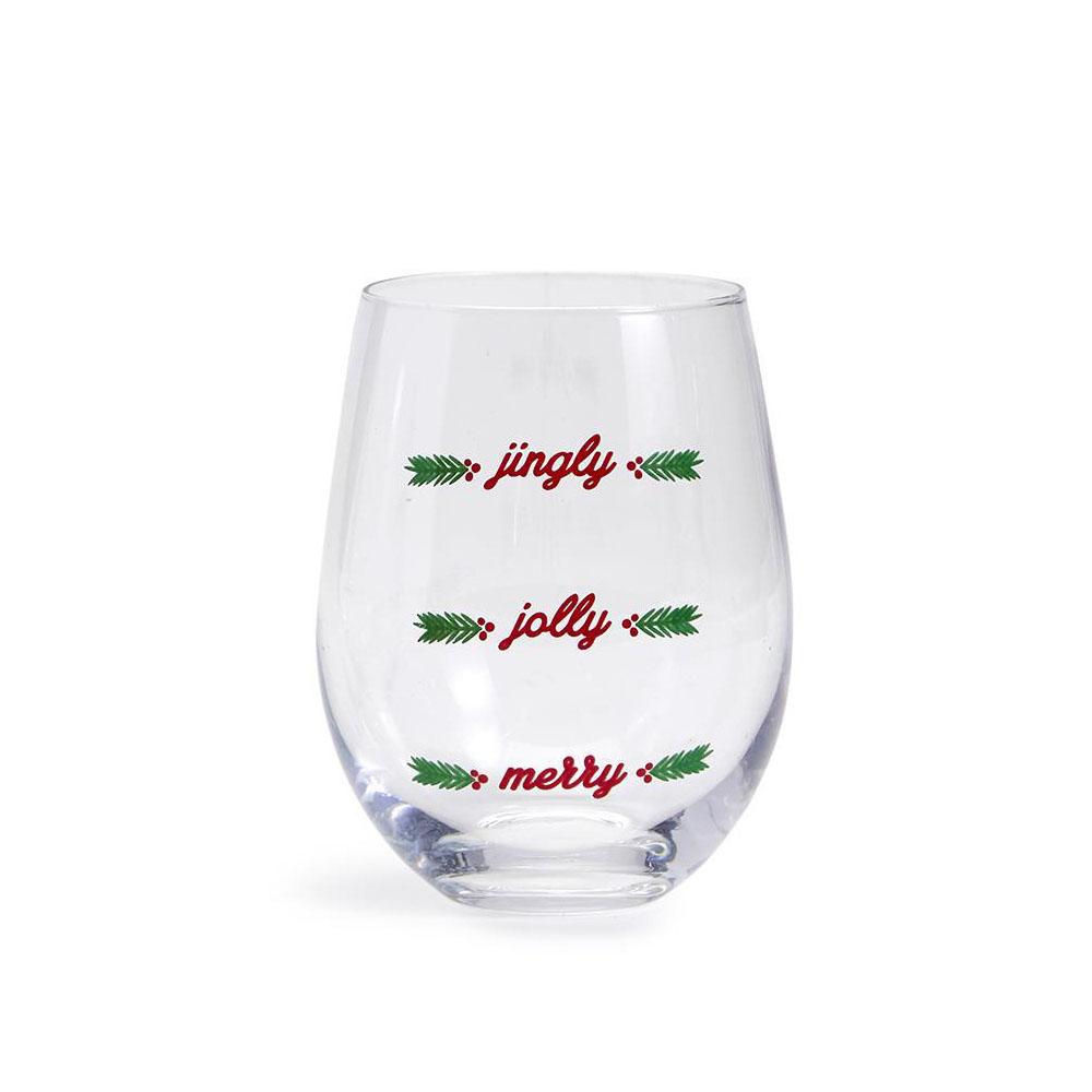  Merriest Stemless Wine Glass : Merry, Jolly, Jingly