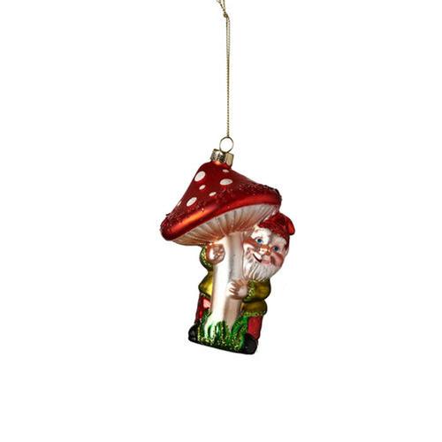 Gnome Hugging Mushroom Ornament