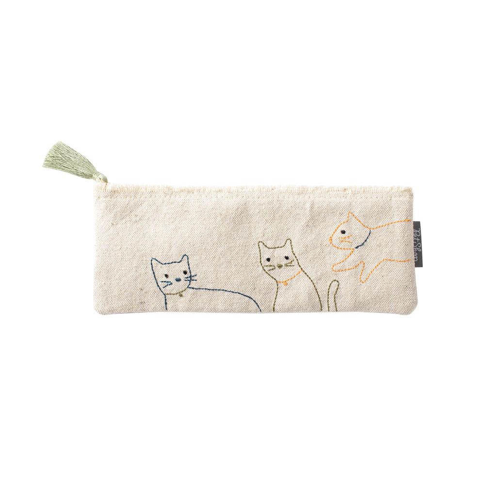  Canvas Pouch : Stitched Cats/Small