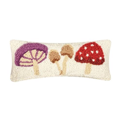 Hooked Throw Pillow: Mushrooms/Small