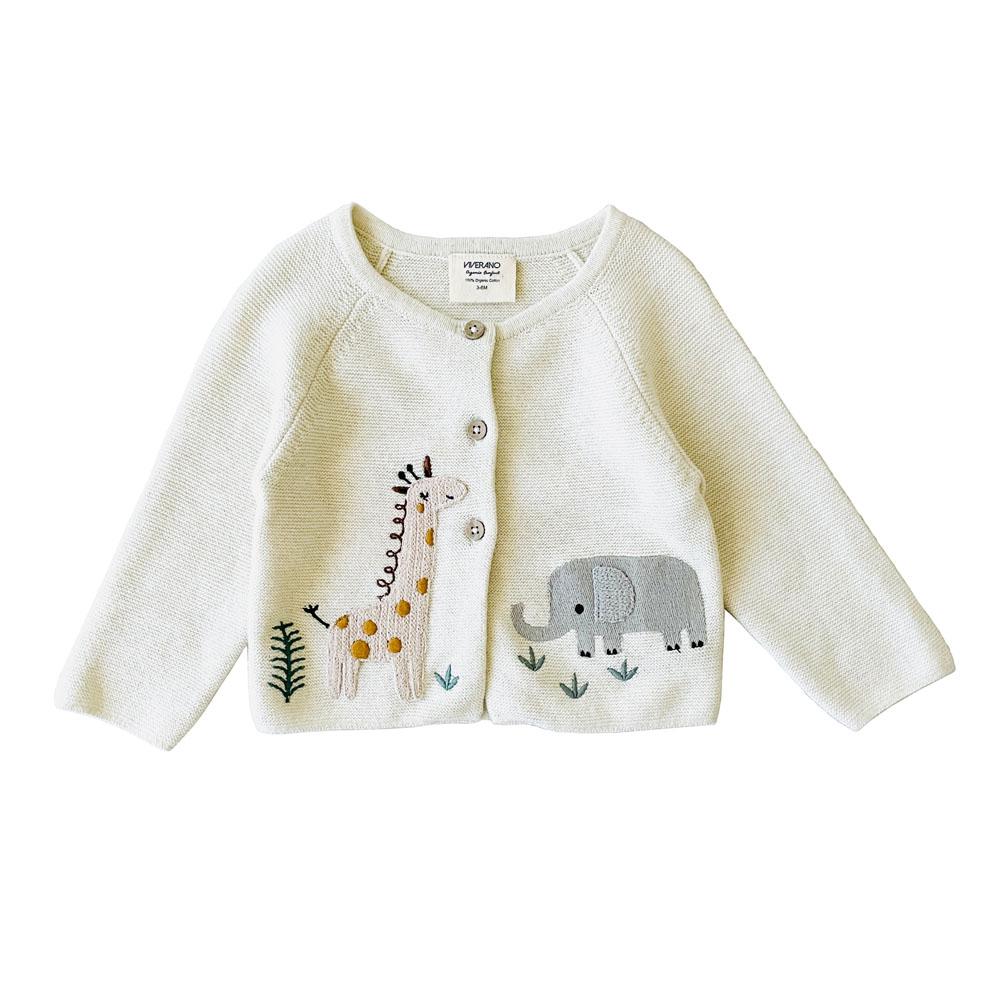  Embroidered Baby Cardigan Sweater : Animal Safari