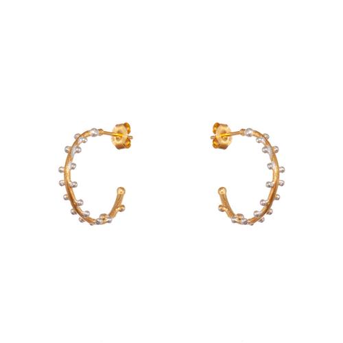Silver Dot Mini Hoop Earrings: Gold