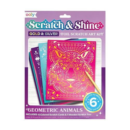Scratch & Shine Foil Scratch Art Kit: Geometric Animals