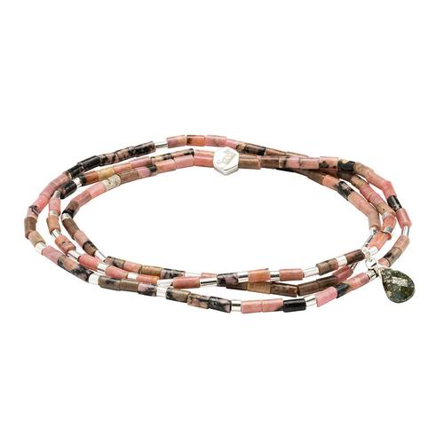 Teardrop Stone Wrap Bracelet: Rhodonite/Stone of Healing