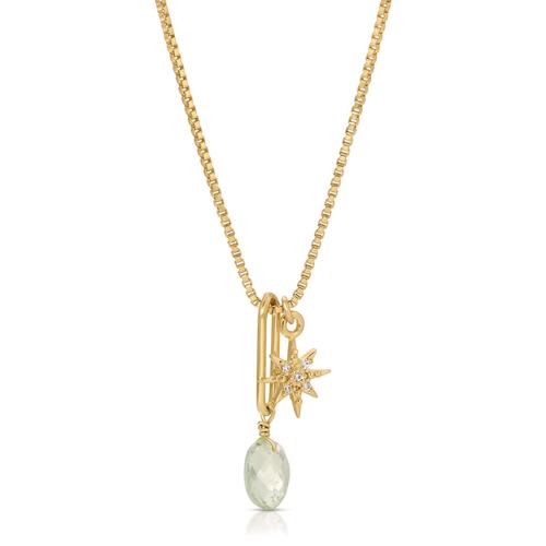 Austell Necklace: Green Amethyst/Gold