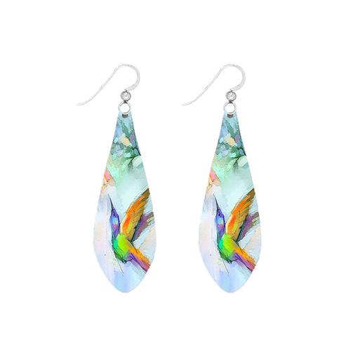 Giclée Earrings: Hummingbird/Silver