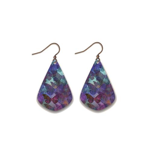 Giclée Earrings: Purple Butterflies/Copper