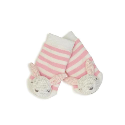 Knit Animal Rattle Socks: Bunny