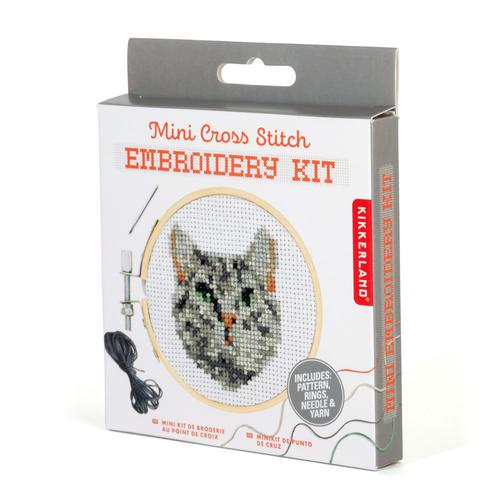 Mini Cross Stitch Embroidery Kit: Cat