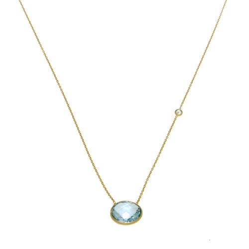 Ocean Classic Necklace: Blue Topaz/White Topaz/Gold