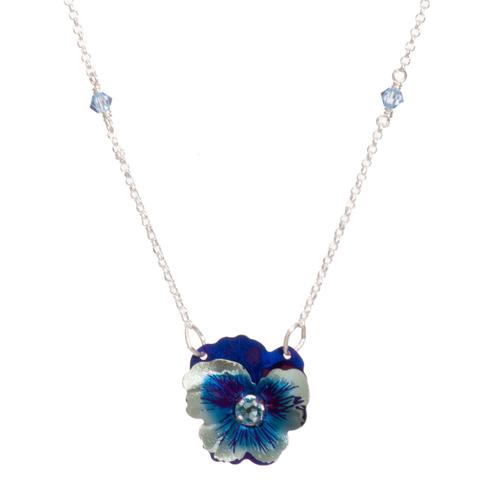 Garden Pansy Pendant Necklace: Bonnie Blue