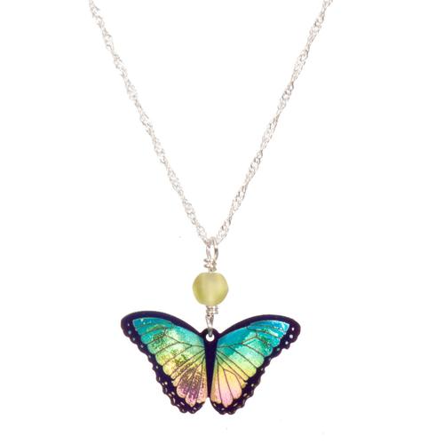 Bella Butterfly Pendant Necklace: Island Green