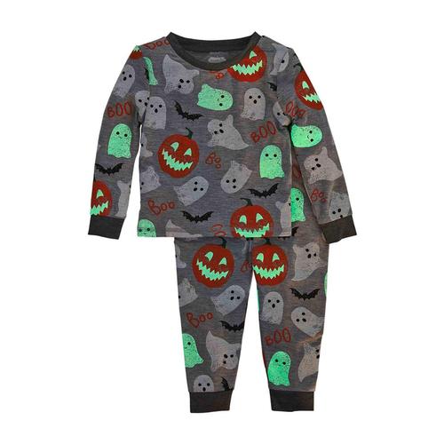Glow-In-The-Dark Halloween Pajama Set: Gray
