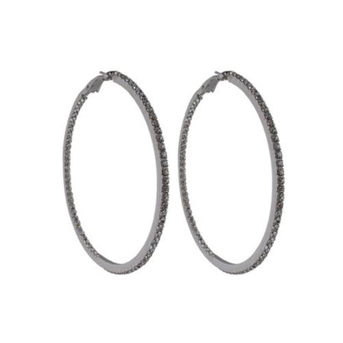 Large Crystal Hoop Earrings: Hematite