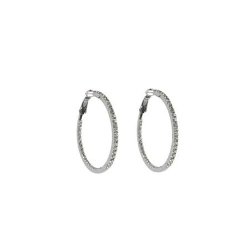 Small Crystal Hoop Earrings: Silver
