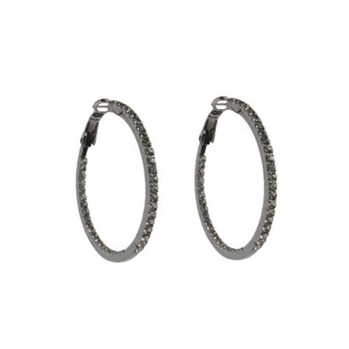 Medium Crystal Hoop Earrings: Hematite