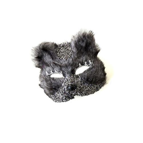 Glitzy Cat Mask: Black