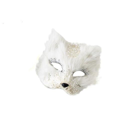 Glitzy Cat Mask: White